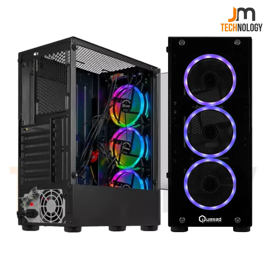 Case Quasad QG-007 Gamer RGB ATX 3 Fans Negro
