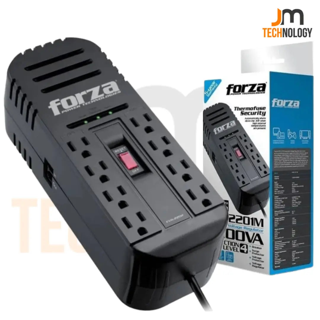 Regulador De Voltaje FORZA FVR-2201 2200VA 1100W 8 Tomas